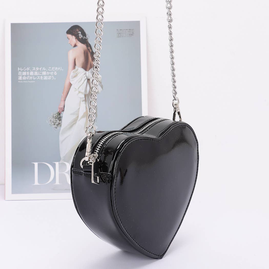Enamel Heart Shape Crossbody Bag