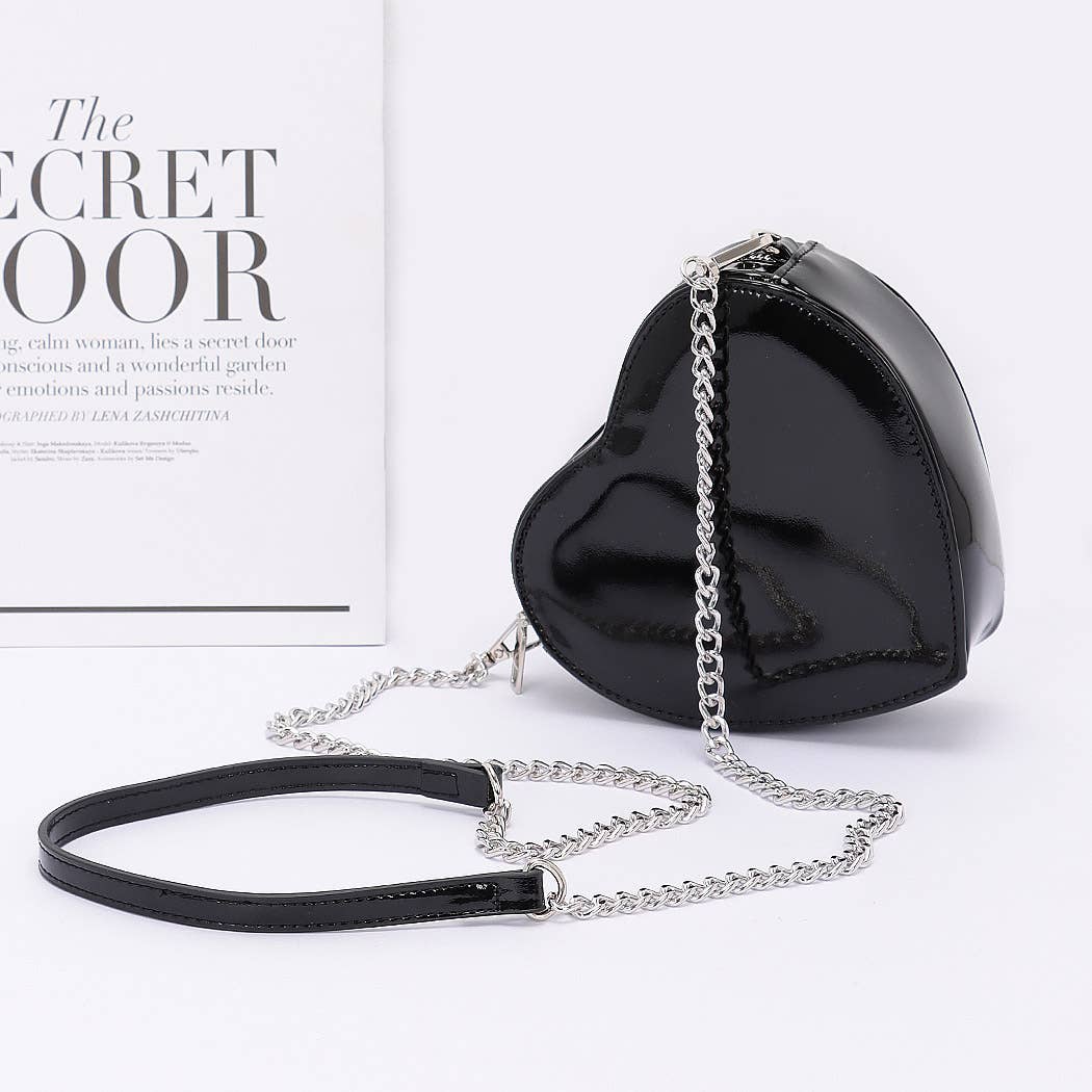 Enamel Heart Shape Crossbody Bag