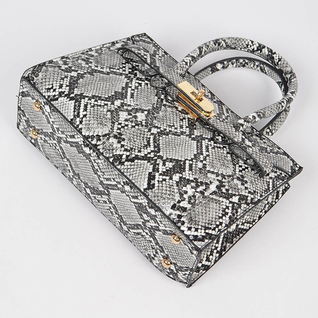 Snake Print Handles Crossbody Bag