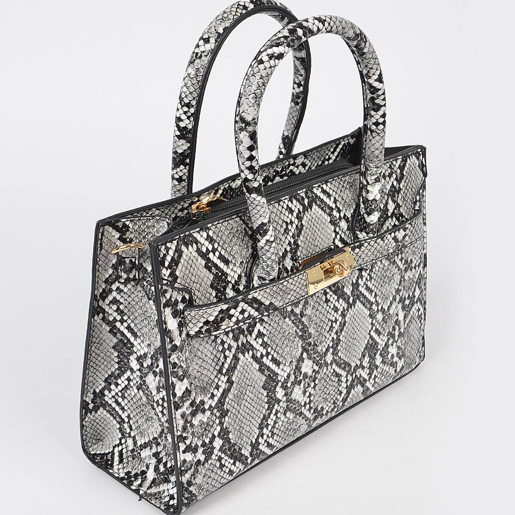 Snake Print Handles Crossbody Bag