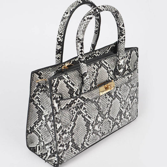 Snake Print Handles Crossbody Bag
