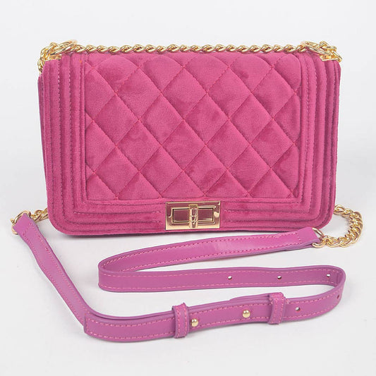 Quilted Velvet Flap Bag