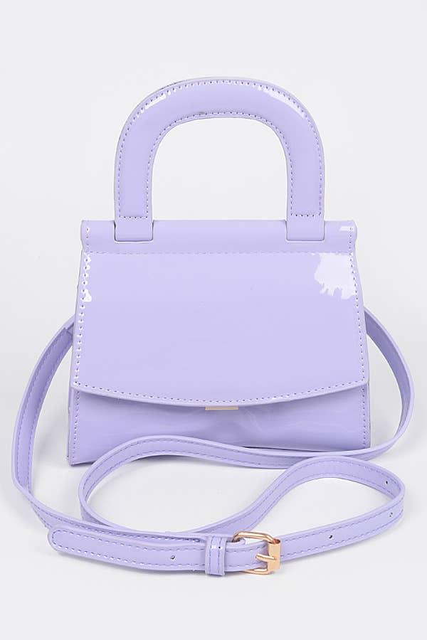 Patent Leather Top Handle Clutch