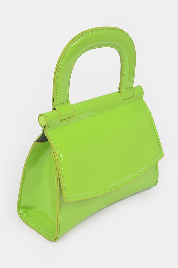 Patent Leather Top Handle Clutch