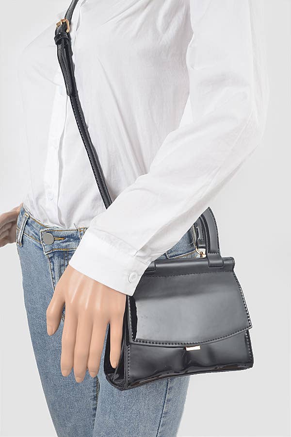 Patent Leather Top Handle Clutch