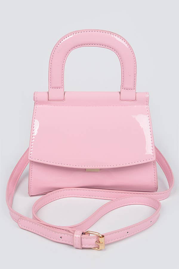 Patent Leather Top Handle Clutch