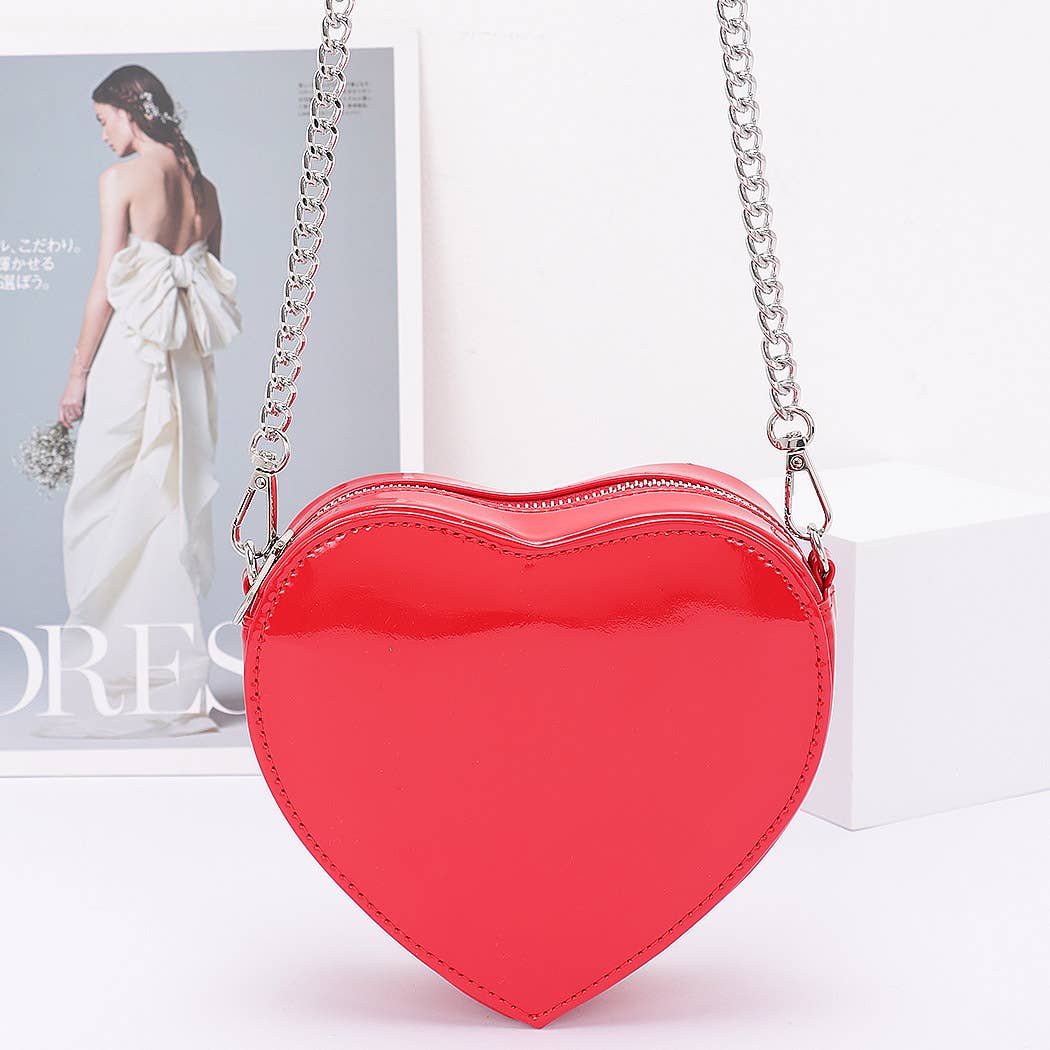 Enamel Heart Shape Crossbody Bag