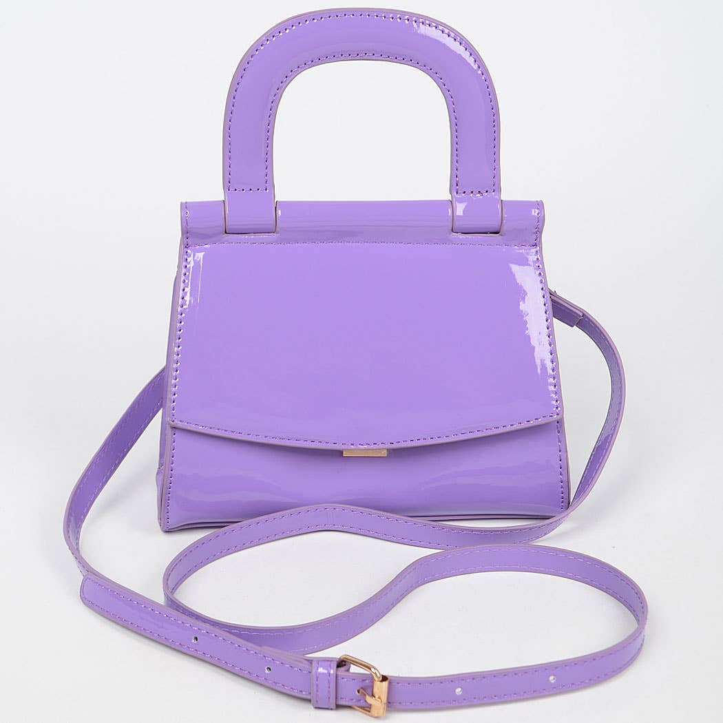 Patent Leather Top Handle Clutch