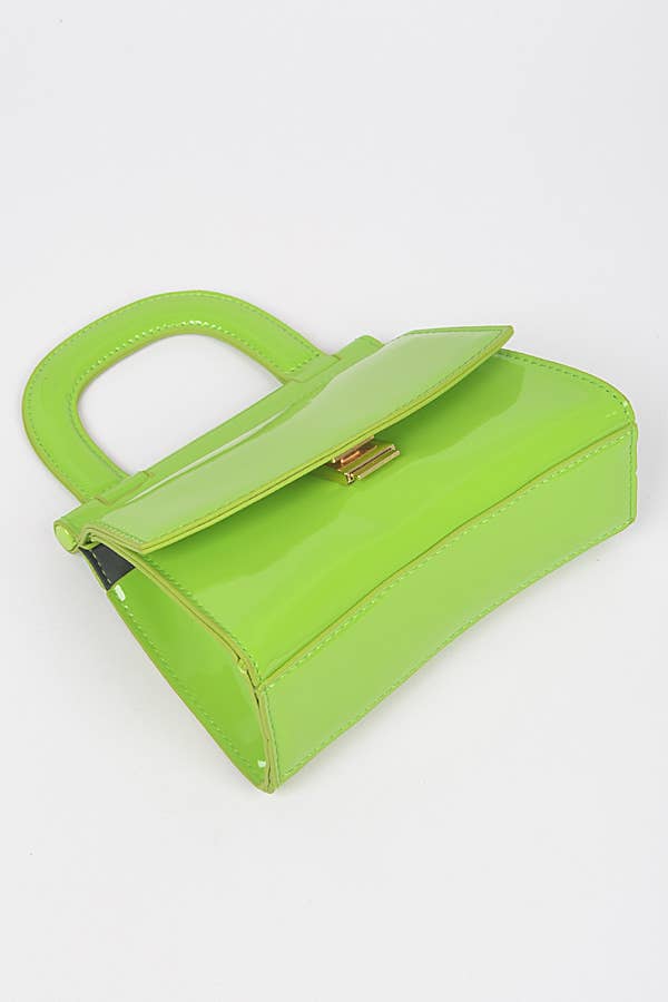 Patent Leather Top Handle Clutch