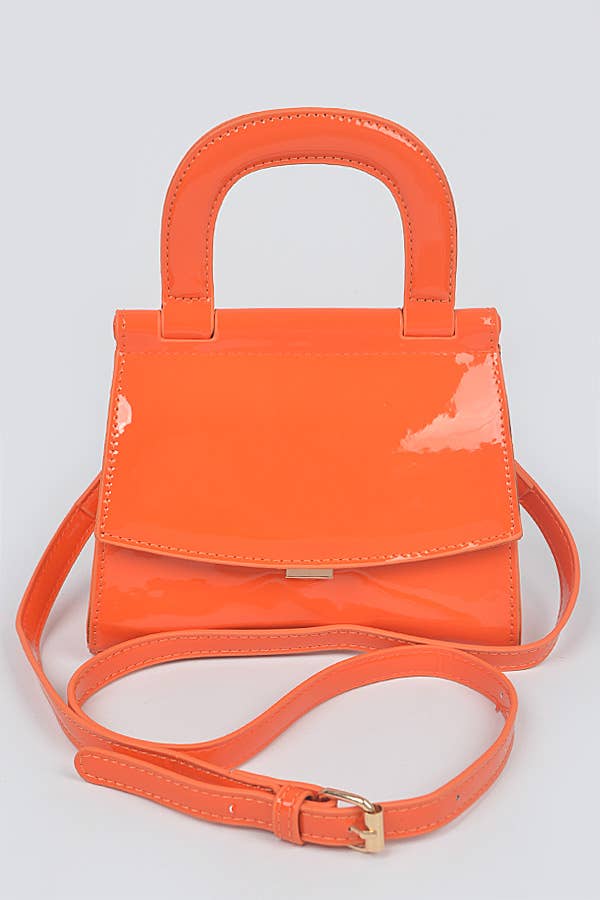 Patent Leather Top Handle Clutch
