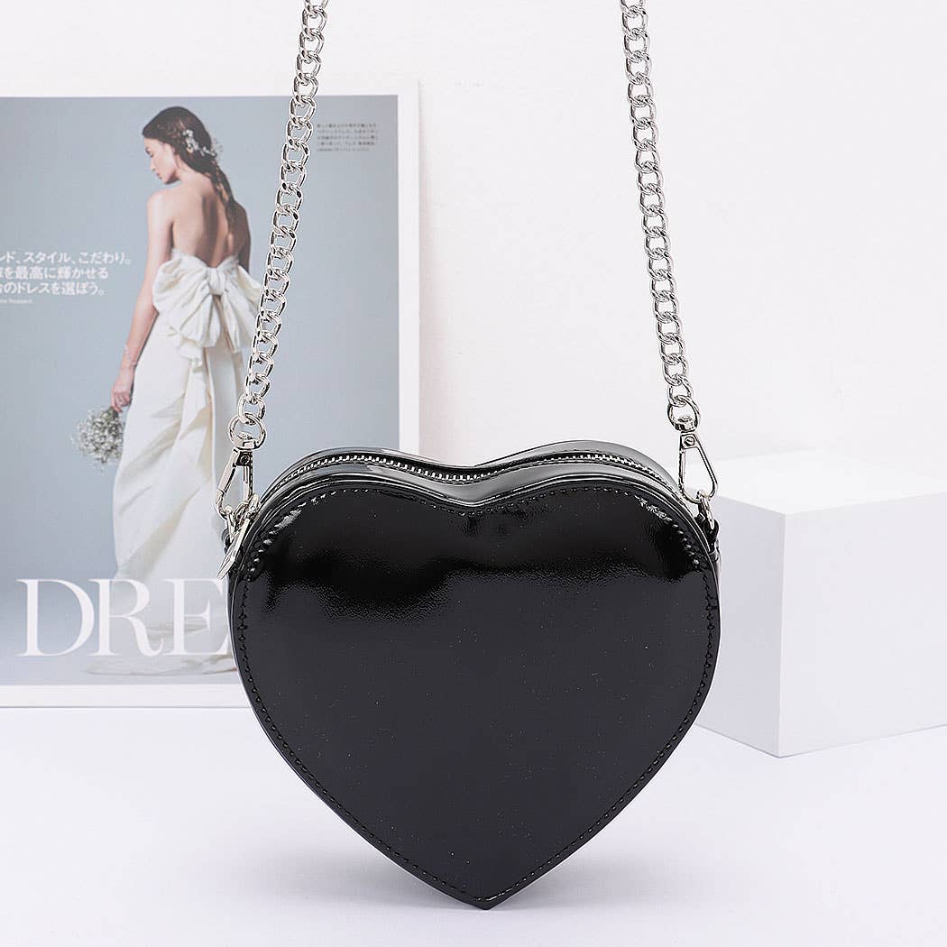 Enamel Heart Shape Crossbody Bag