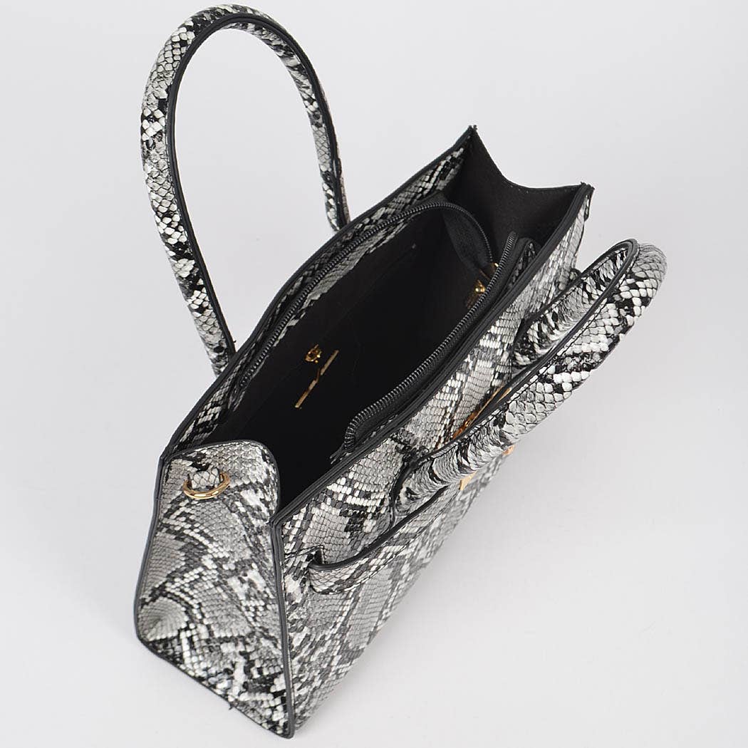 Snake Print Handles Crossbody Bag