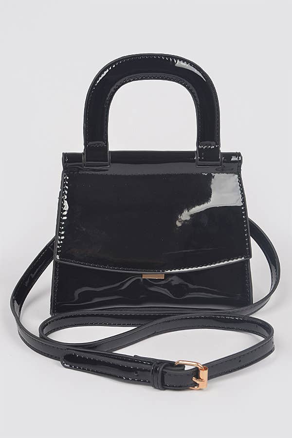 Patent Leather Top Handle Clutch