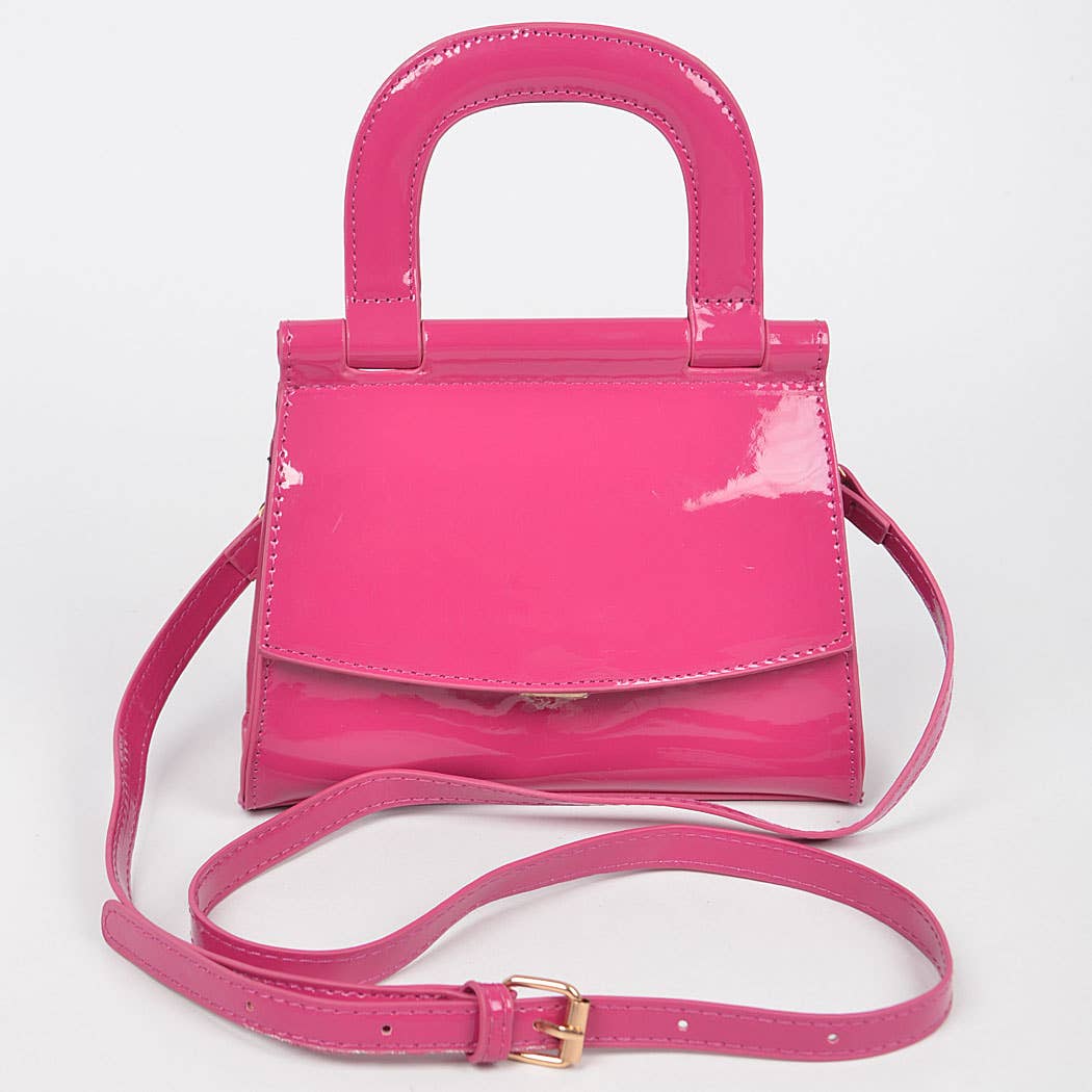 Patent Leather Top Handle Clutch