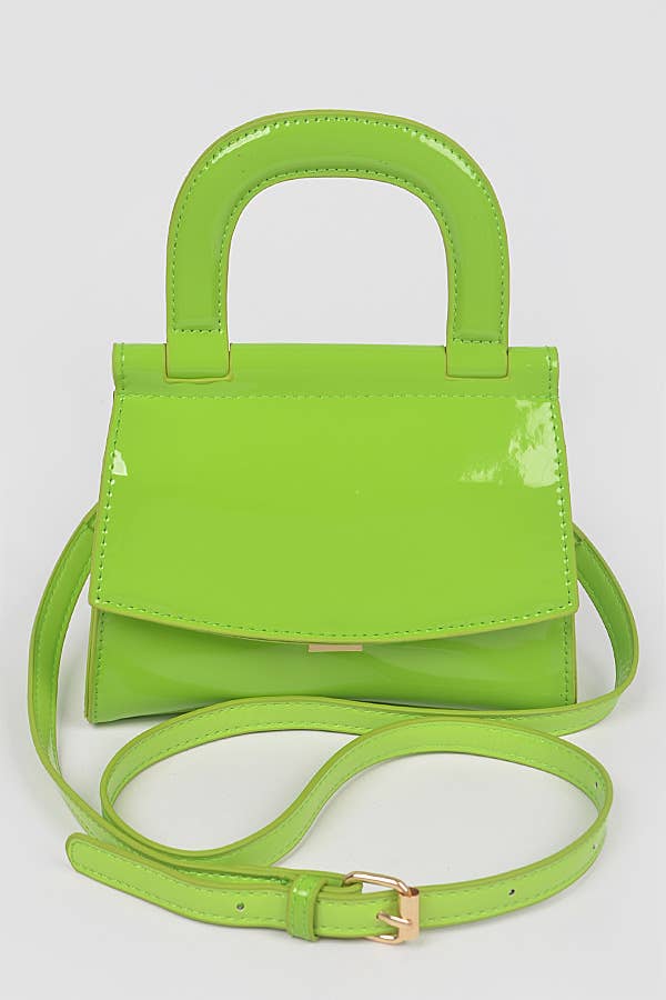 Patent Leather Top Handle Clutch