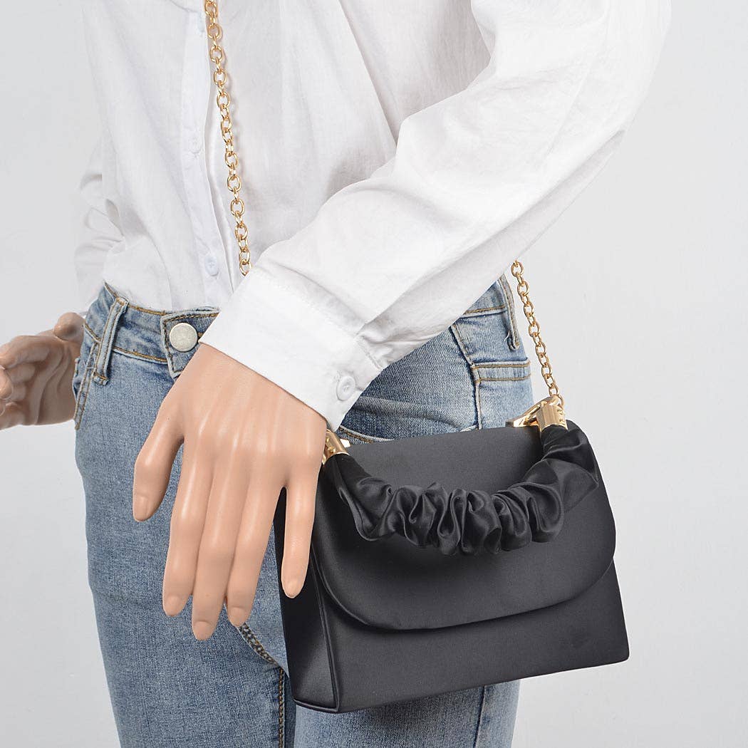 Nylon Wrinkle Handle Crossbody Bag