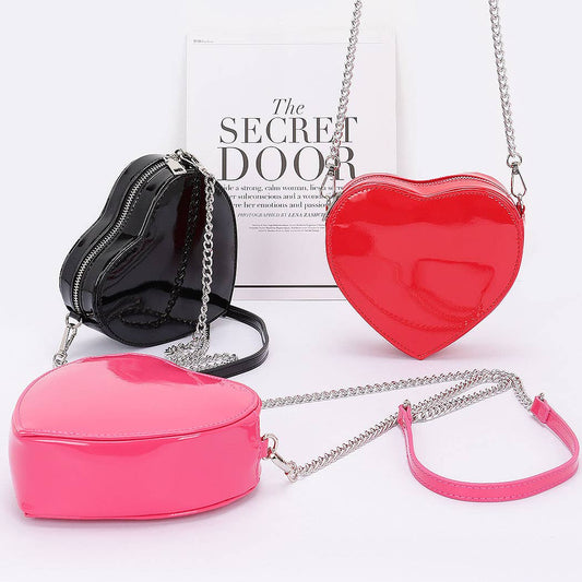 Enamel Heart Shape Crossbody Bag