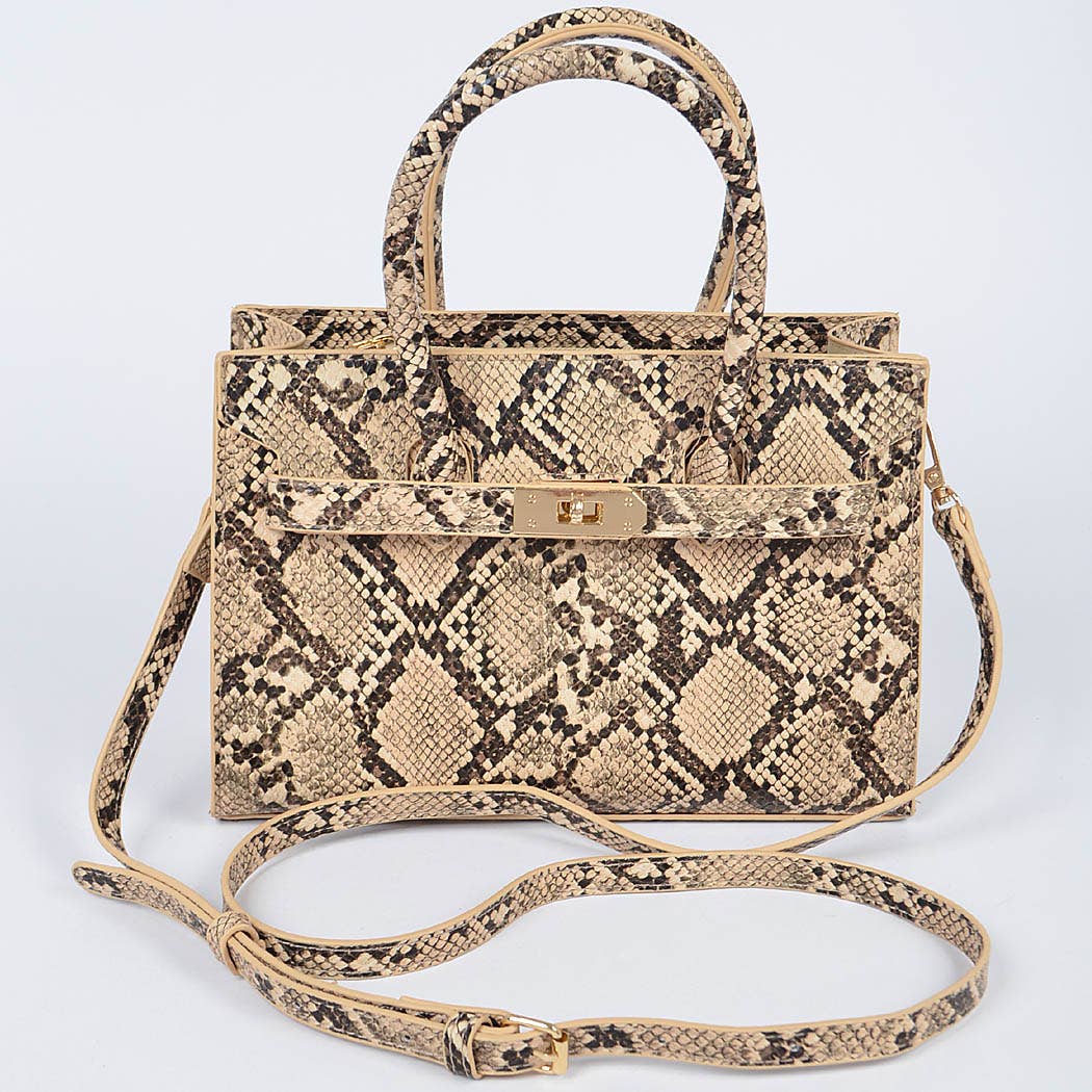 Snake Print Handles Crossbody Bag