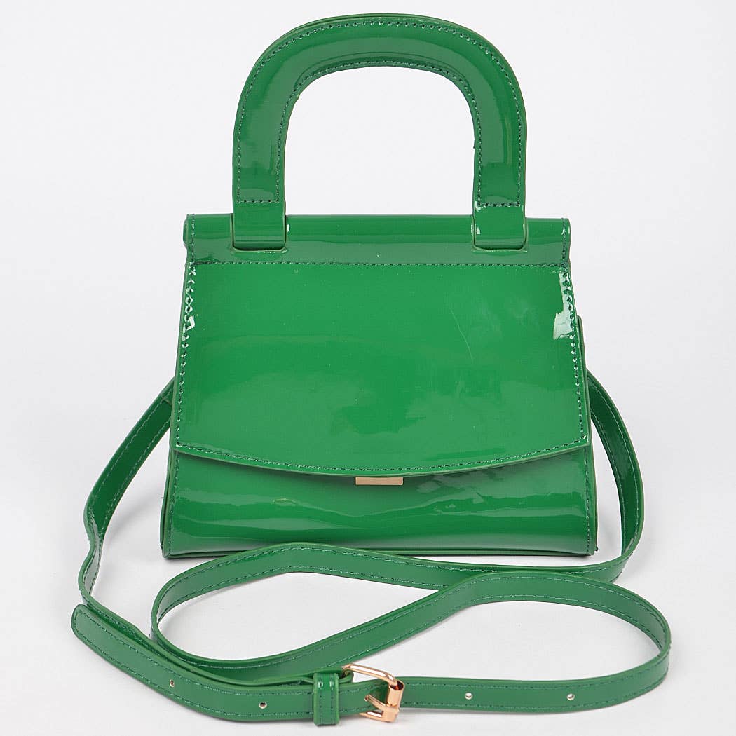 Patent Leather Top Handle Clutch