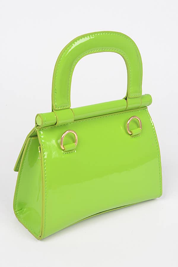 Patent Leather Top Handle Clutch