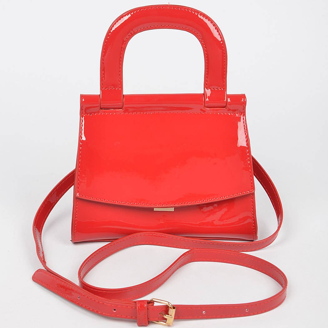 Patent Leather Top Handle Clutch