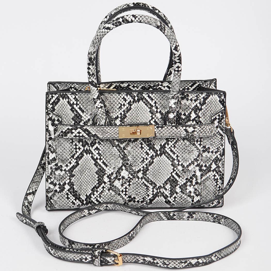 Snake Print Handles Crossbody Bag