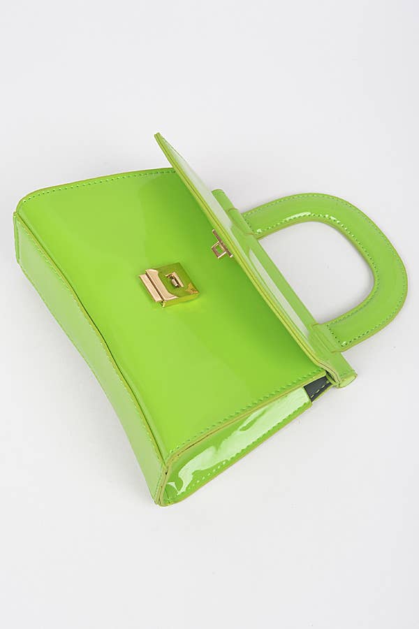 Patent Leather Top Handle Clutch