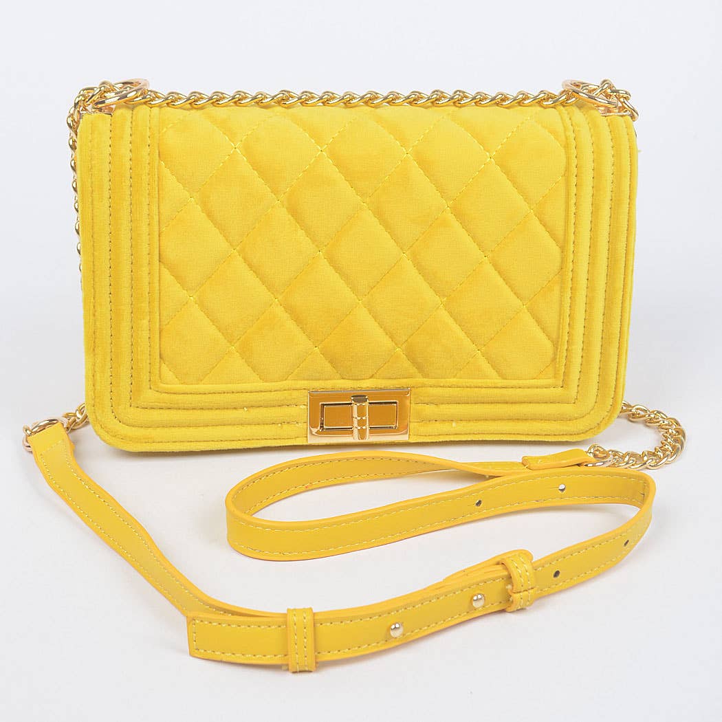 Quilted Velvet Flap Bag