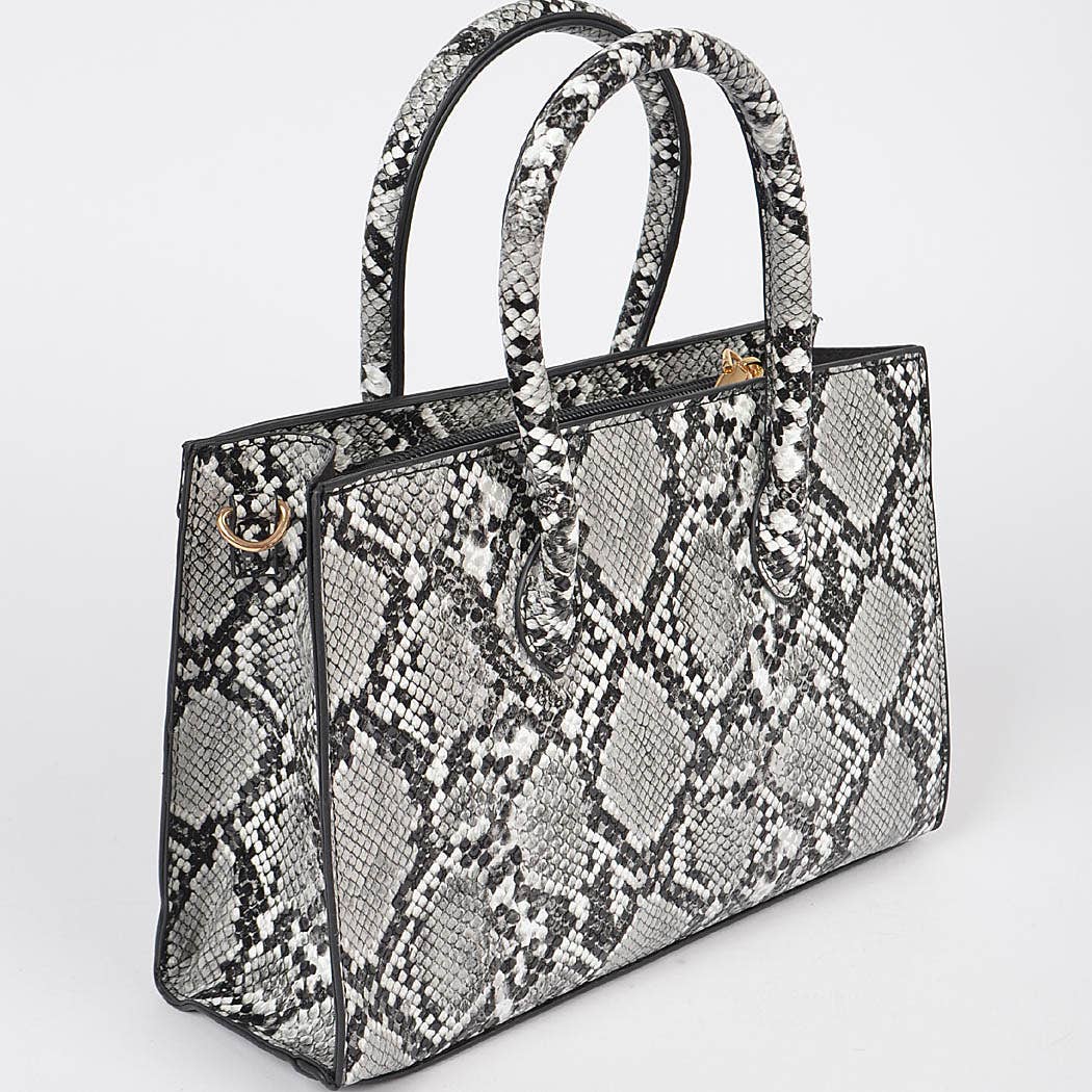 Snake Print Handles Crossbody Bag