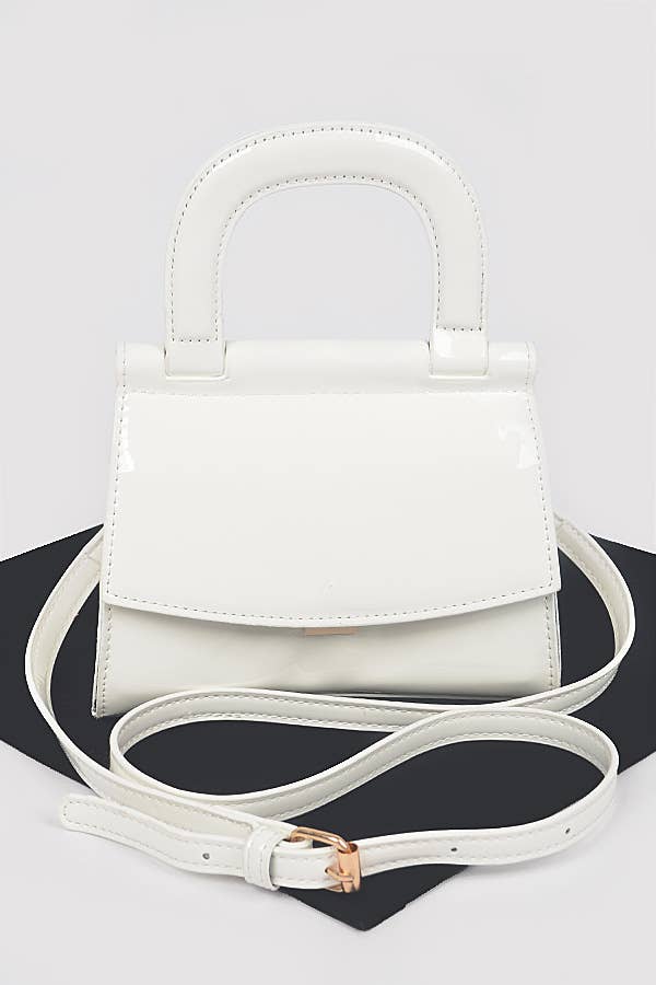 Patent Leather Top Handle Clutch