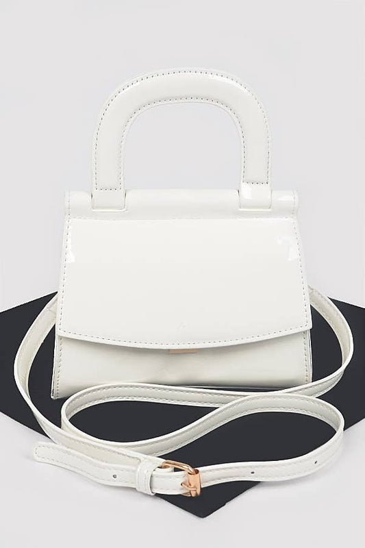Patent Leather Top Handle Clutch